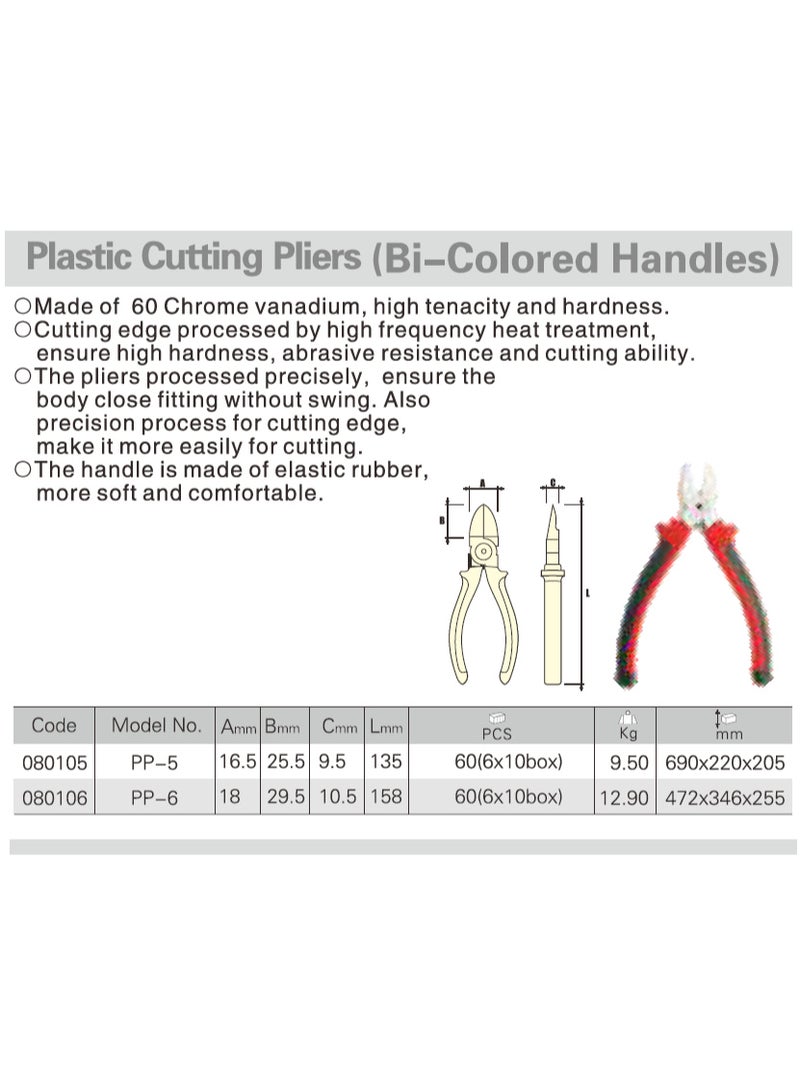 jetechtool Jetech Diagonal Plastic Cutting Pliers, Wire Cutters, 6-Inch, Precision Flush Cutters Ultra Sharp Wire Cutters for Crafting Side Cutters Wire Snips Spring Loaded for Jewelry Making, Red and Black Handle - PP-6 - Image 2